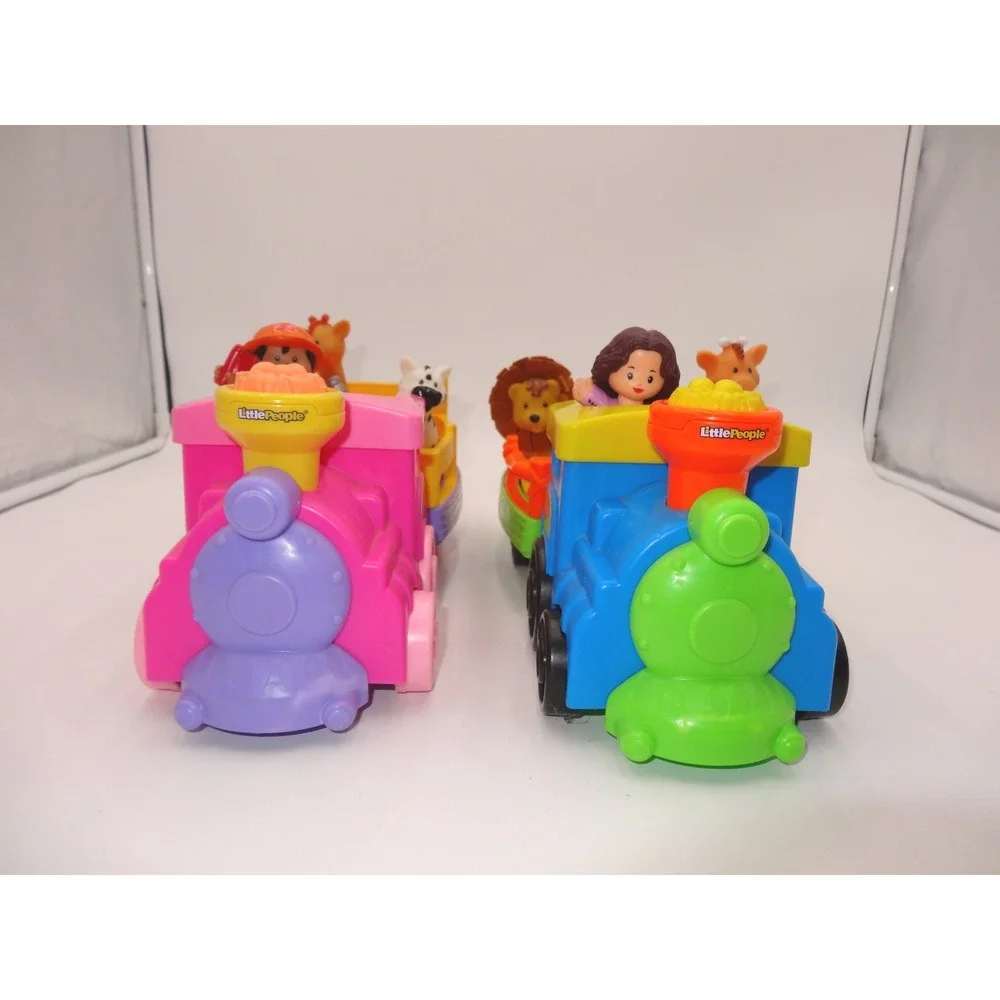 Fisher Price Little People Pink Musical Zoo Train and Musical Safari Train Set